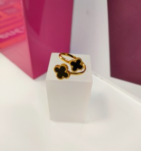 9-9-75786-1-Anillo acero dorado con dos flores negras T19