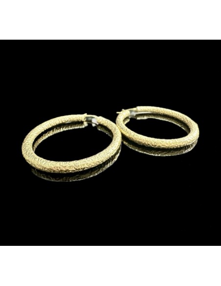 9-1-246577-1-Pendientes tipo aro rugoso de plata de ley 925 baño oro 18K, 3,2 cm