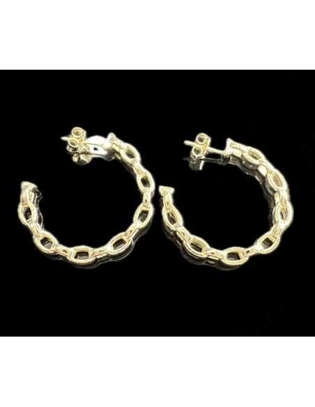 9-1-246585-1-Pendientes tipo medio aro cadena de plata de ley 925 baño oro 18K, 3,3 cm