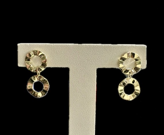 9-1-246637-8-Pendientes colgantes doble circulo de plata de ley 925 baño oro 18K, 1,65m