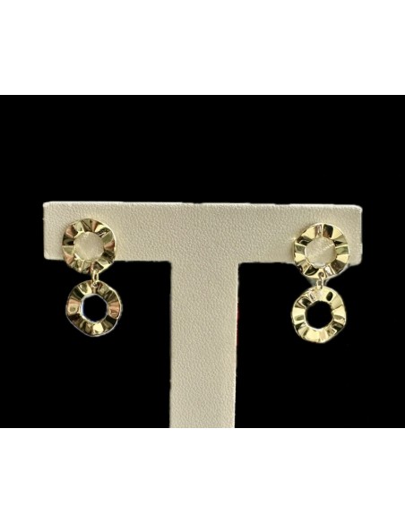 9-1-246637-8-Pendientes colgantes doble circulo de plata de ley 925 baño oro 18K, 1,65m