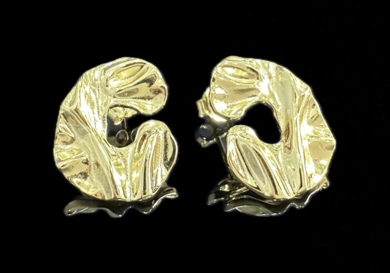 9-1-246660-1-Pendientes forma C de plata de ley 925 baño oro 18K