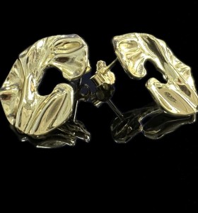 9-1-246660-1-Pendientes forma C de plata de ley 925 baño oro 18K 2