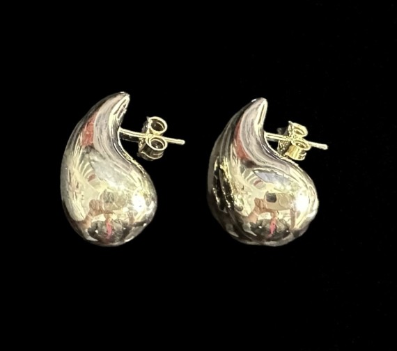 9-1-246672-6-Pendientes forma gota grande de plata de ley 925 baño oro 18K, 1,45 cm