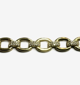 9-1-271847-2-Pulsera eslabones circonitas de plata de ley 925 , baño oro 18K