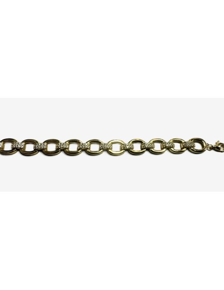 9-1-271847-2-Pulsera eslabones circonitas de plata de ley 925 , baño oro 18K