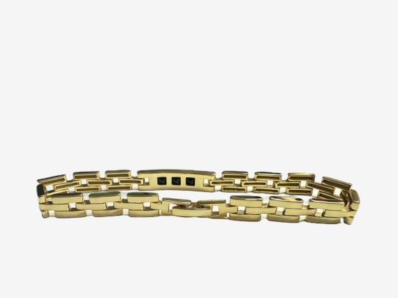 9-1-271874-5-Pulsera semirrígida piedras negras de plata de ley 925 , baño oro 18K