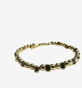 9-1-271877-1-Pulsera bolitas de plata de ley 925 , baño oro 18K