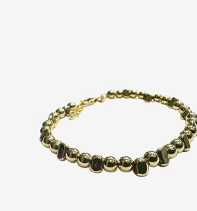 9-1-271877-1-Pulsera bolitas de plata de ley 925 , baño oro 18K 2