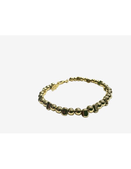 9-1-271877-2-Pulsera bolitas de plata de ley 925 , baño oro 18K