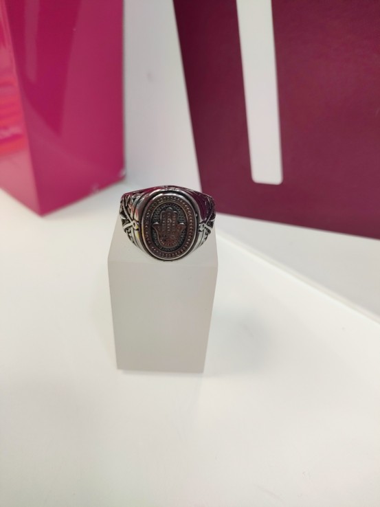9-9-75487-1-Anillo acero plateado mano de fatima T27