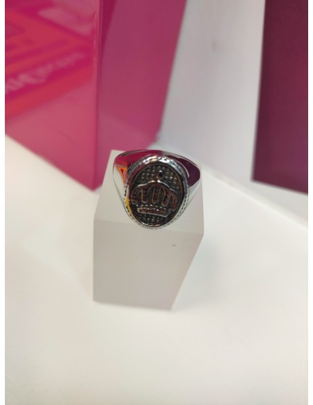 9-9-75616-1-Anillo acero plateado con simbolo de corona T25