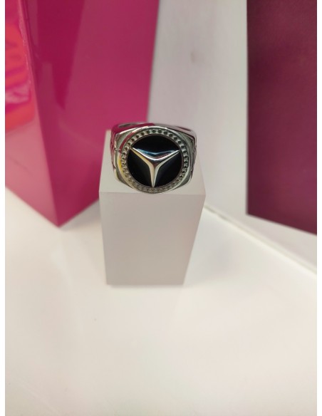 9-9-75633-1-Anillo acero plateado con simbolo de mercedes benz T23