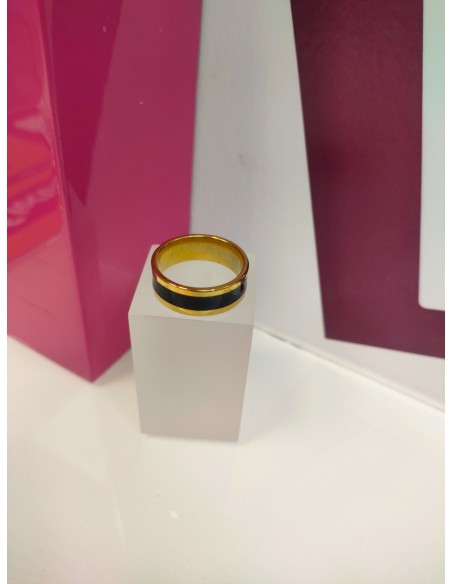 9-9-75734-1-Anillo acero dorado con linea gruesa negra T24