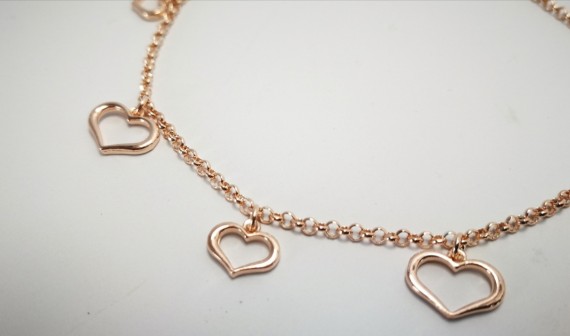 9-1-186794-2-Pulsera eslabones Corazones EBR 19312 Rosa plata