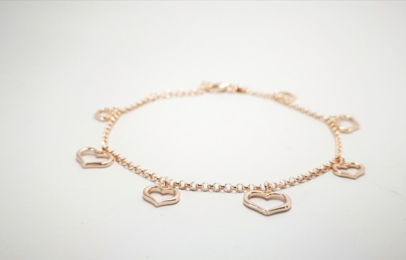 9-1-186795-3-Pulsera eslabones Corazones EBR 19312 Rosa plata