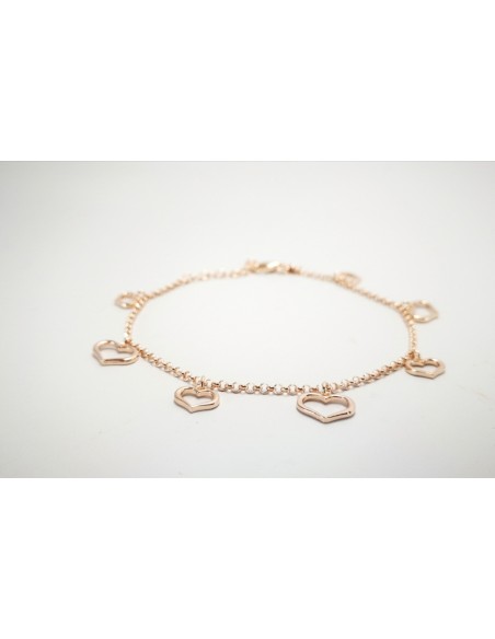 9-1-186795-3-Pulsera eslabones Corazones EBR 19312 Rosa plata