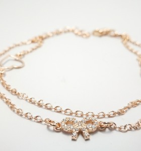 9-1-186811-1-Pulsera eslabones Corazones y Lazo piedras EBR 10111 Rosa