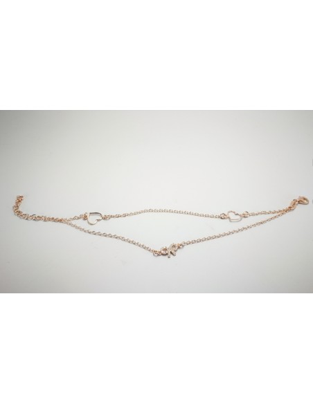 9-1-186811-2-Pulsera eslabones Corazones y Lazo piedras EBR 10111 Rosa