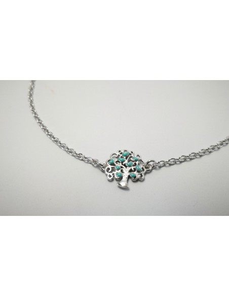 9-1-186878-2-Pulsera arbolito corazones turquesa EBR14733 Rodio