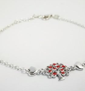 9-1-186936-1-Pulsera arbolito corazones rojo EBR17438 Rodio