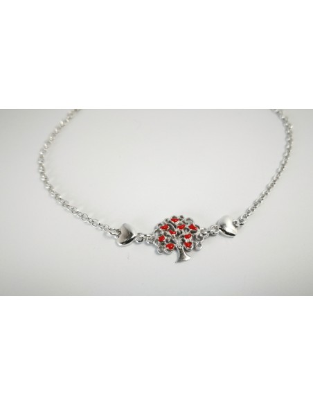 9-1-186936-2-Pulsera arbolito corazones rojo EBR17438 Rodio