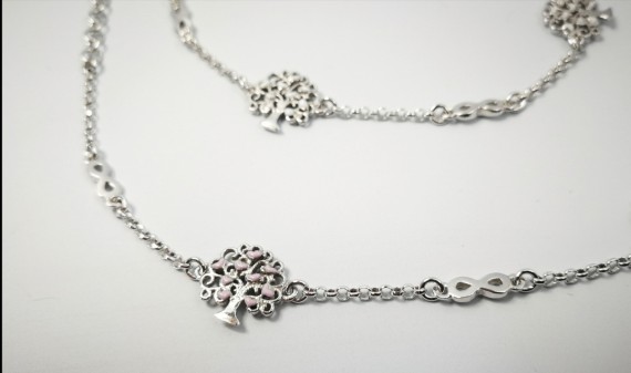 9-1-186955-2-Pulsera arbolito corazones blanco y lila EBR17436 Rodio