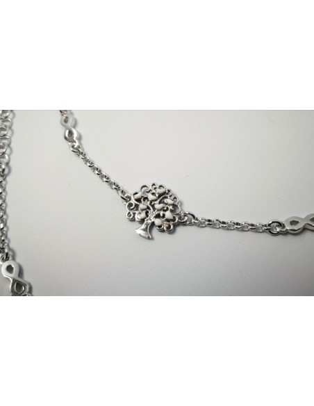 9-1-186955-3-Pulsera arbolito corazones blanco y lila EBR17436 Rodio