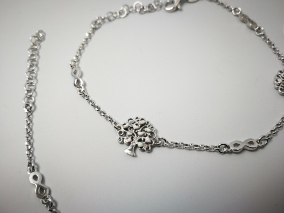 9-1-186955-4-Pulsera arbolito corazones blanco y lila EBR17436 Rodio