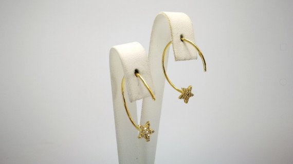 9-1-187095-2-Pendientes aro con luna piedras D 2 cm de Rodio