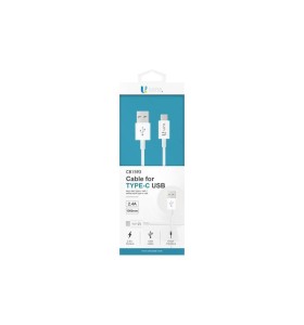 9-9-70208-1-Cable de carga y datos USB Tipo A a Tipo C 2,4A 1m Blanco