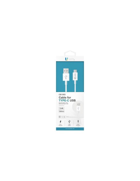 9-9-70209-1-Cable de carga y datos USB Tipo A a Tipo C 2,4A 1m Blanco