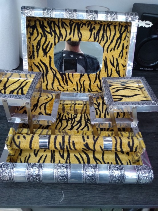 9-9-44812-1-Varios Joyero De Latón Piel De Leopardo