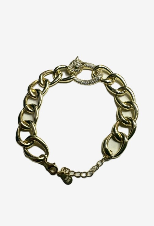 7-1-271849-1-Pulsera eslabones pantera circonitas de plata de ley 925 , baño oro 18K