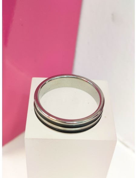 7-9-75830-1-Anillo acero plateado con lineas negras T24