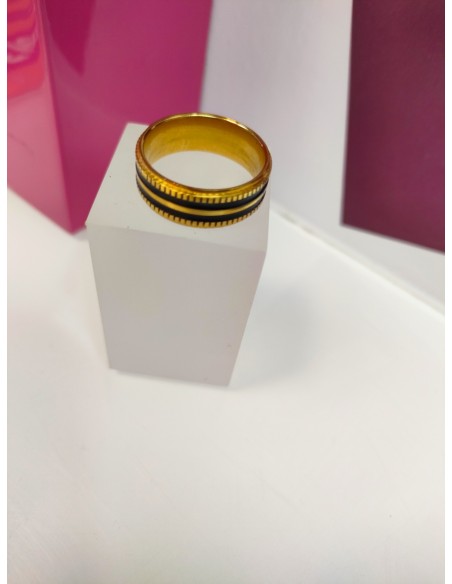 7-9-75762-1-Anillo acero dorado con dos lineas negras T22