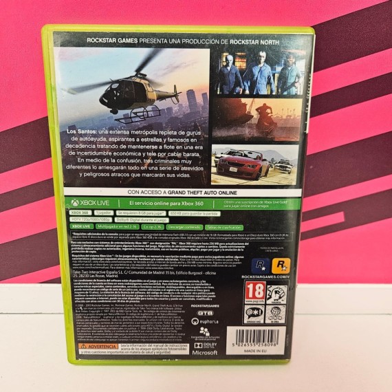 8-8-76665-2-Videojuego Xbox 360 Grand Theft Auto V (2CDs)