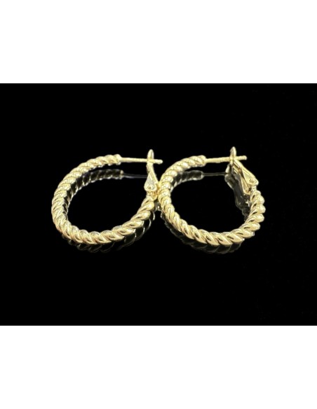 7-1-246598-1-Pendientes tipo aro galloneado de plata de ley 925 baño oro 18K, 2,5 cm
