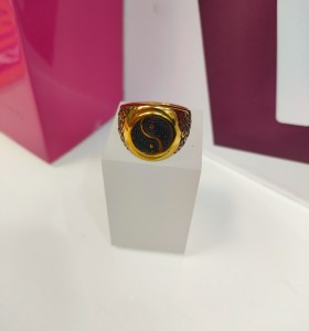 7-9-75586-1-Anillo acero dorado con simbolo de yin y yang T22