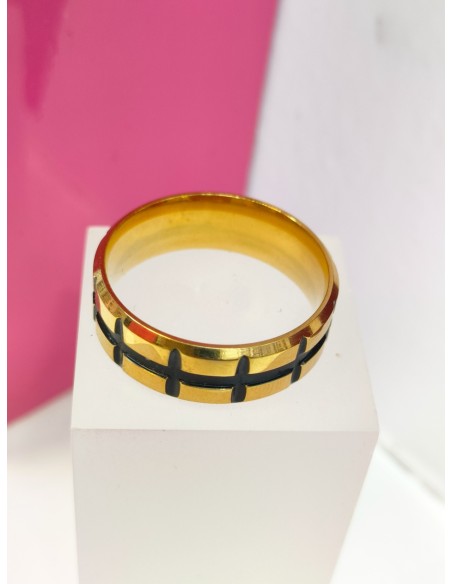 8-9-75753-1-Anillo acero dorado con lineas negras T26