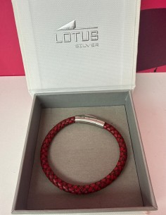 8-8-78629-1-Pulsera Lotus con cuero rojo trenzado