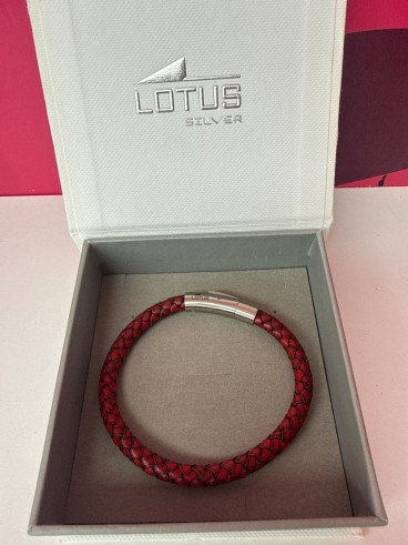 8-8-78629-1-Pulsera Lotus con cuero rojo trenzado