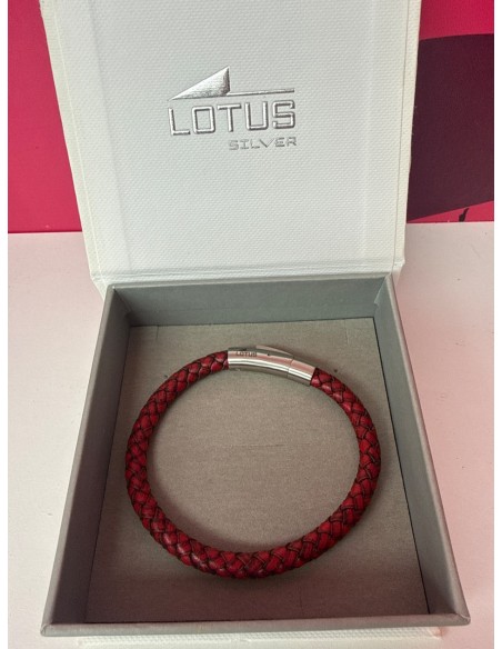 8-8-78629-1-Pulsera Lotus con cuero rojo trenzado