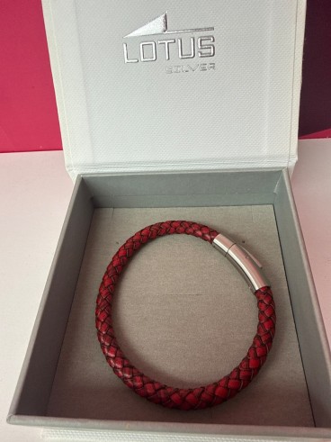8-8-78629-3-Pulsera Lotus con cuero rojo trenzado
