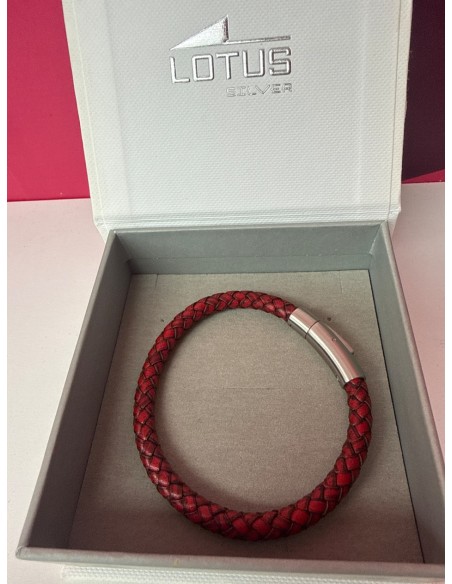 8-8-78629-3-Pulsera Lotus con cuero rojo trenzado
