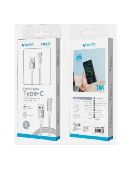 1-1-274702-1-CABLE USB A TIPO C 3A 1M PLATA 