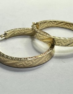 8-1-271790-1-Pendiente tipo aro con greca de plata de ley 925 baño oro 18K,D 2,5cm