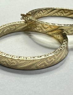 8-1-271790-1-Pendiente tipo aro con greca de plata de ley 925 baño oro 18K,D 2,5cm 2