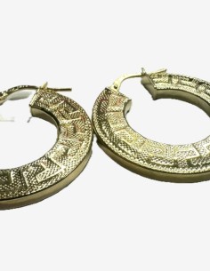 8-1-271794-1-Pendiente tipo aro plano greca de plata de ley 925 baño oro 18K,D 2,7cm