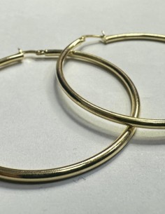 8-1-271838-1-Pendiente tipo aro liso de plata de ley 925 baño oro 18K, D 4,5 cm